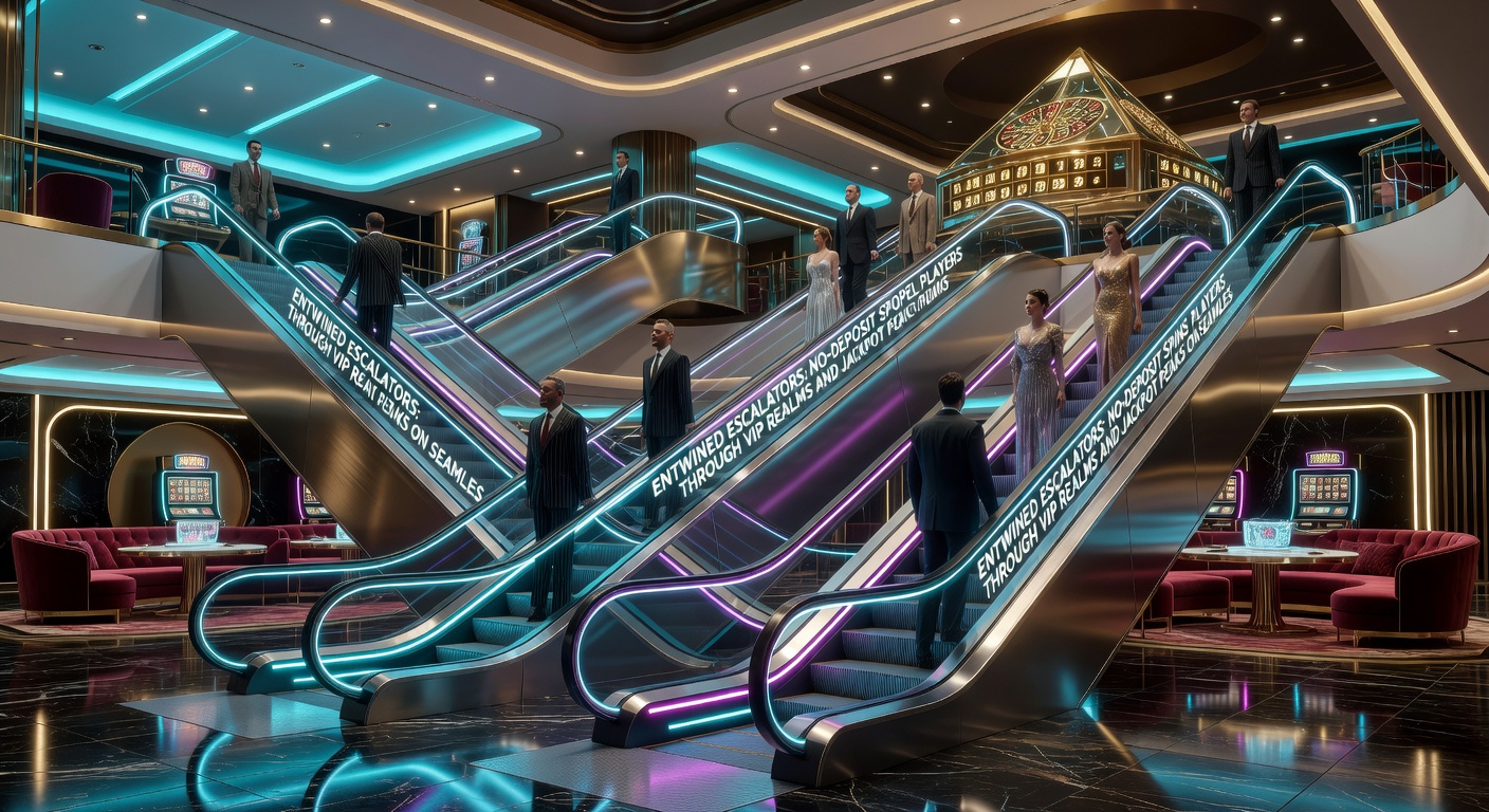Dynamische jackpotmeter op een mobiel slot met VIP-escalatorvisualisatie en no-deposit spin-activering