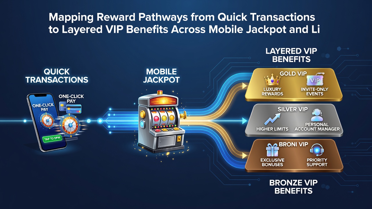 Diagram van VIP-beloningsladders verbonden met mobiele jackpot en live game transacties