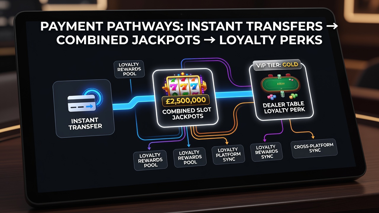 Diagram van geïntegreerde mobiele jackpot- en loyaliteitssystemen