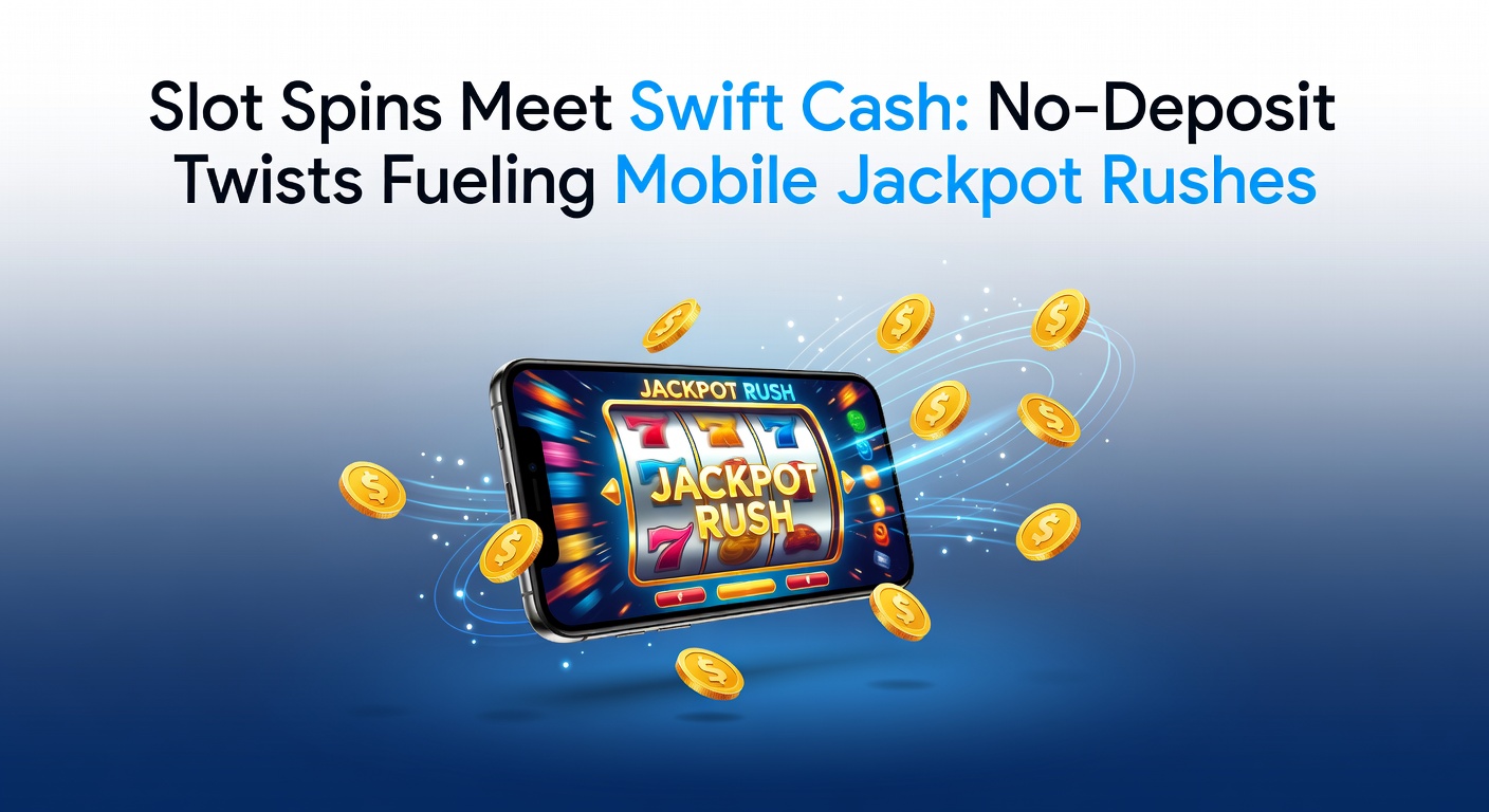 Mobiele gokkast met gratis spins en jackpot teller op een smartphone scherm, symboliserend snelle cash en no-deposit actie