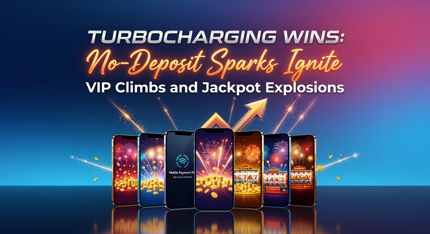VIP-ladder op mobiel casino-app met jackpot-meters en betaaliconen, illustrerend de versnelling van wins door no-deposit en snelle payments